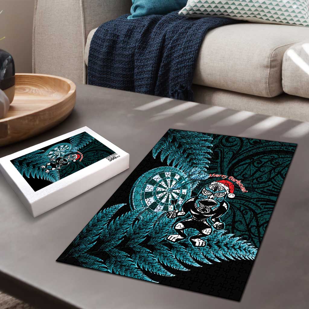 New Zealand Darts Christmas Puzzle Maori Fern Merry Dartsmas - Vibe Hoodie