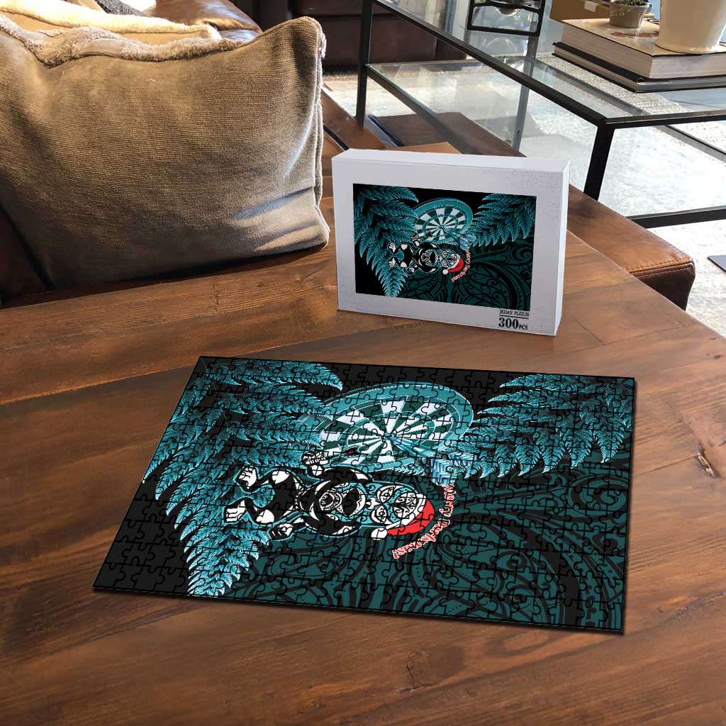 New Zealand Darts Christmas Puzzle Maori Fern Merry Dartsmas - Vibe Hoodie