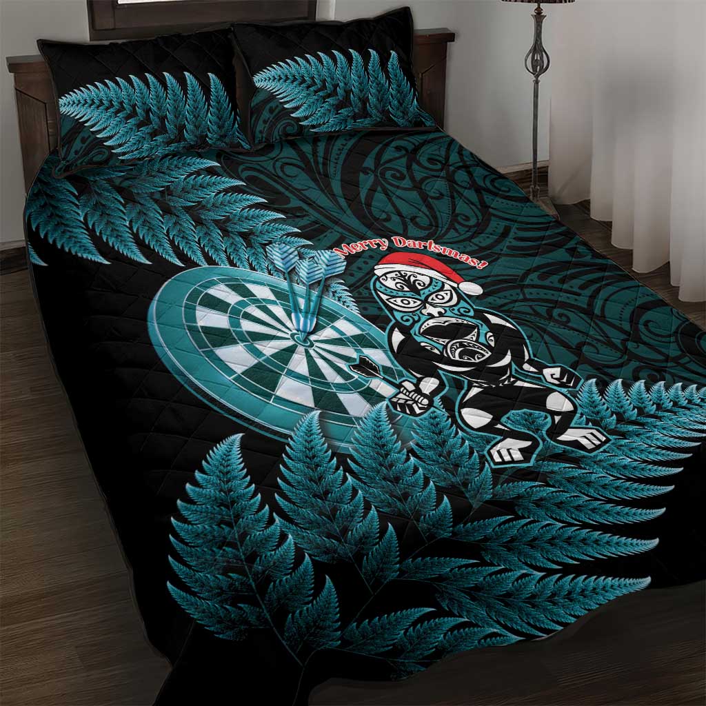 New Zealand Darts Christmas Quilt Bed Set Maori Fern Merry Dartsmas - Vibe Hoodie