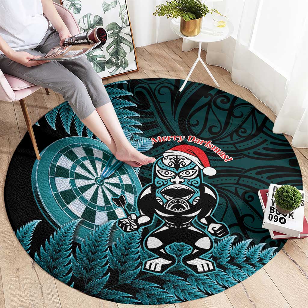 New Zealand Darts Christmas Round Carpet Maori Fern Merry Dartsmas - Vibe Hoodie