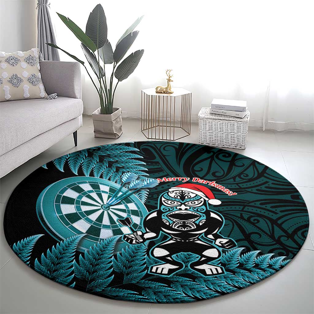 New Zealand Darts Christmas Round Carpet Maori Fern Merry Dartsmas - Vibe Hoodie