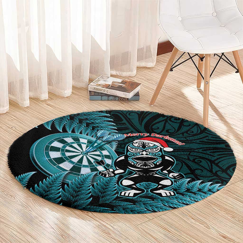 New Zealand Darts Christmas Round Carpet Maori Fern Merry Dartsmas - Vibe Hoodie