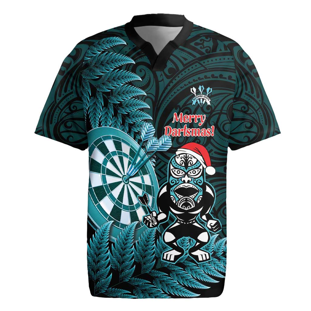 Personalised New Zealand Darts Christmas Rugby Jersey Maori Fern Merry Dartsmas - Vibe Hoodie