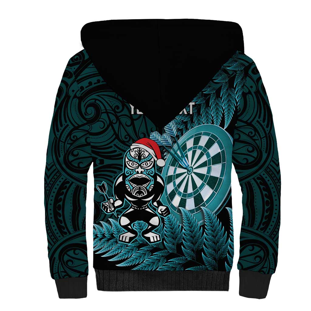 Personalised New Zealand Darts Christmas Sherpa Hoodie Maori Fern Merry Dartsmas - Vibe Hoodie