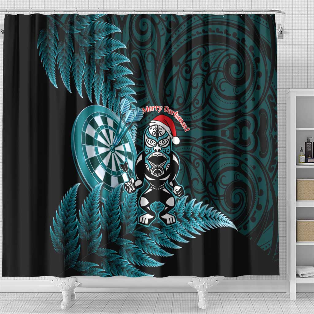 New Zealand Darts Christmas Shower Curtain Maori Fern Merry Dartsmas - Vibe Hoodie