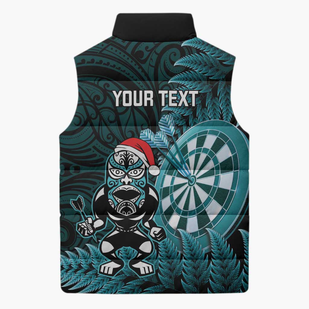 Personalised New Zealand Darts Christmas Sleeveless Puffer Jacket Maori Fern Merry Dartsmas - Vibe Hoodie