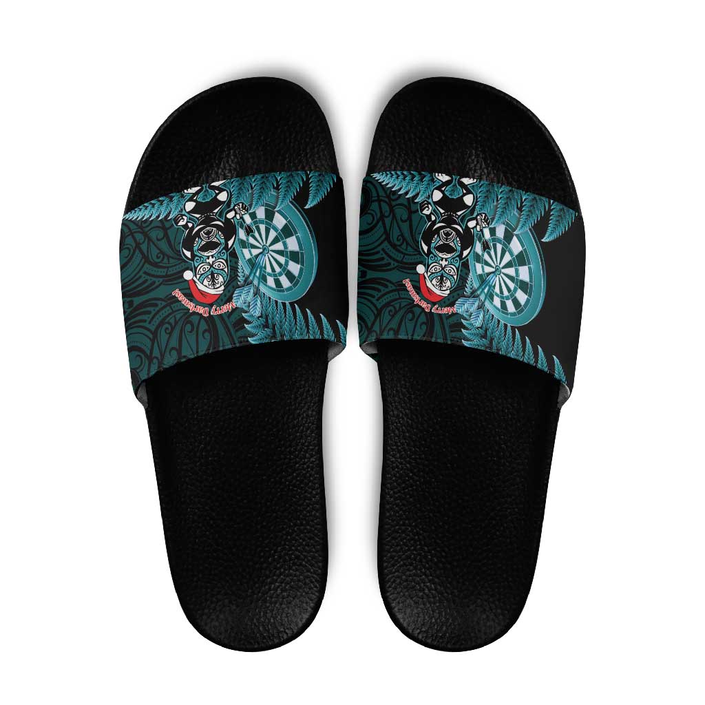 New Zealand Darts Christmas Slide Sandals Maori Fern Merry Dartsmas - Vibe Hoodie