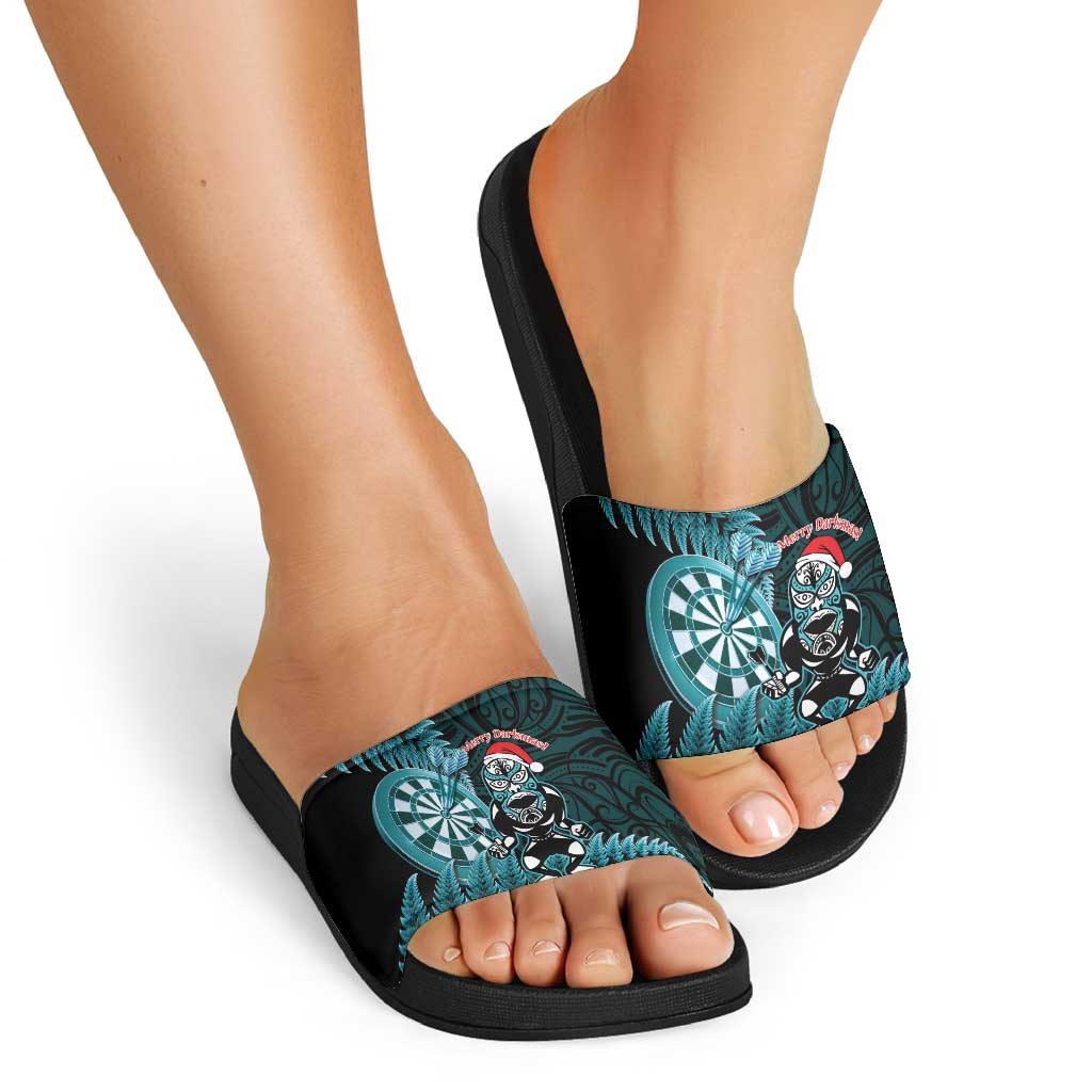 New Zealand Darts Christmas Slide Sandals Maori Fern Merry Dartsmas - Vibe Hoodie