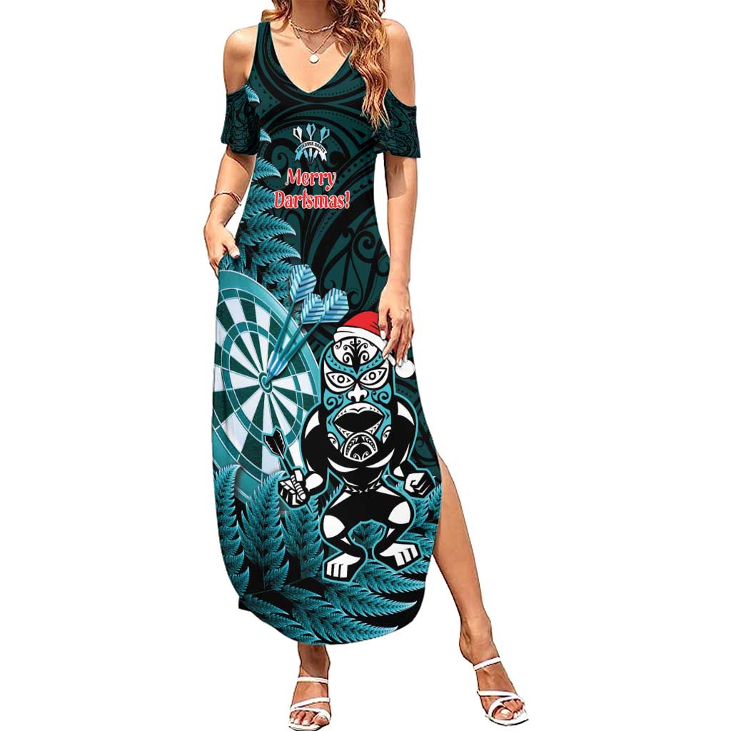 Personalised New Zealand Darts Christmas Summer Maxi Dress Maori Fern Merry Dartsmas - Vibe Hoodie