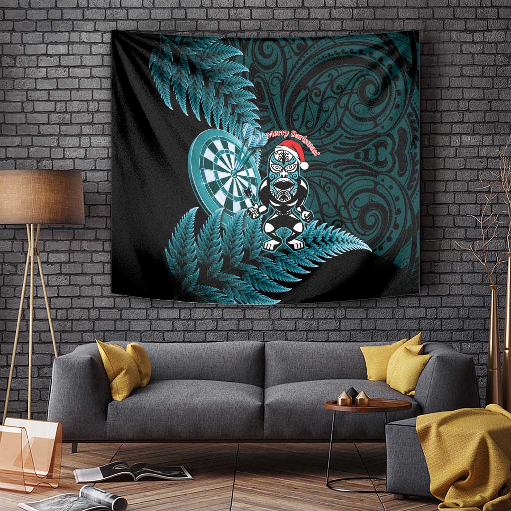 New Zealand Darts Christmas Tapestry Maori Fern Merry Dartsmas - Vibe Hoodie