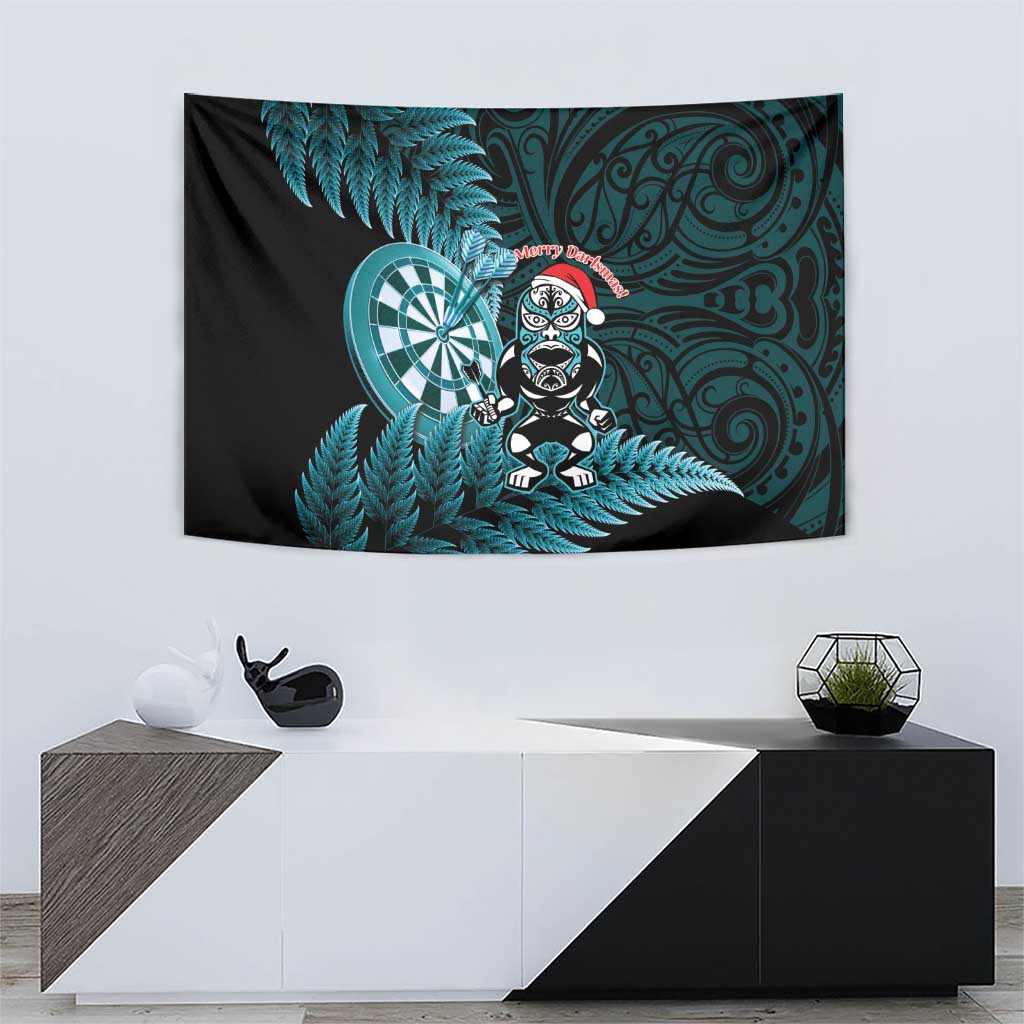 New Zealand Darts Christmas Tapestry Maori Fern Merry Dartsmas - Vibe Hoodie