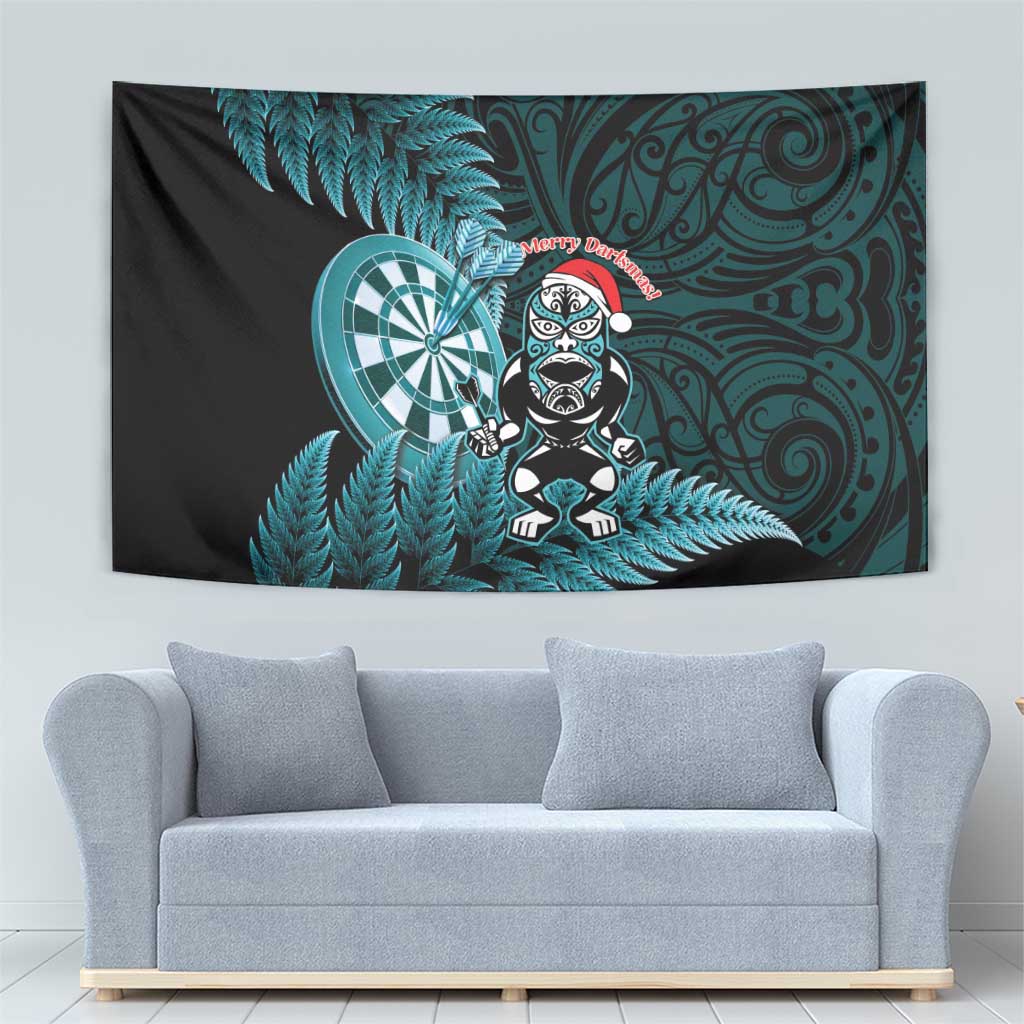 New Zealand Darts Christmas Tapestry Maori Fern Merry Dartsmas - Vibe Hoodie