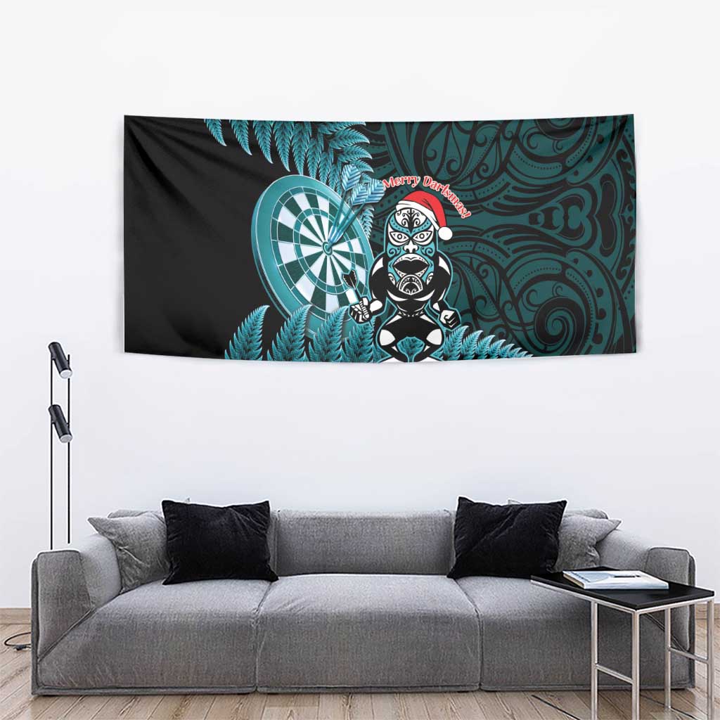 New Zealand Darts Christmas Tapestry Maori Fern Merry Dartsmas - Vibe Hoodie