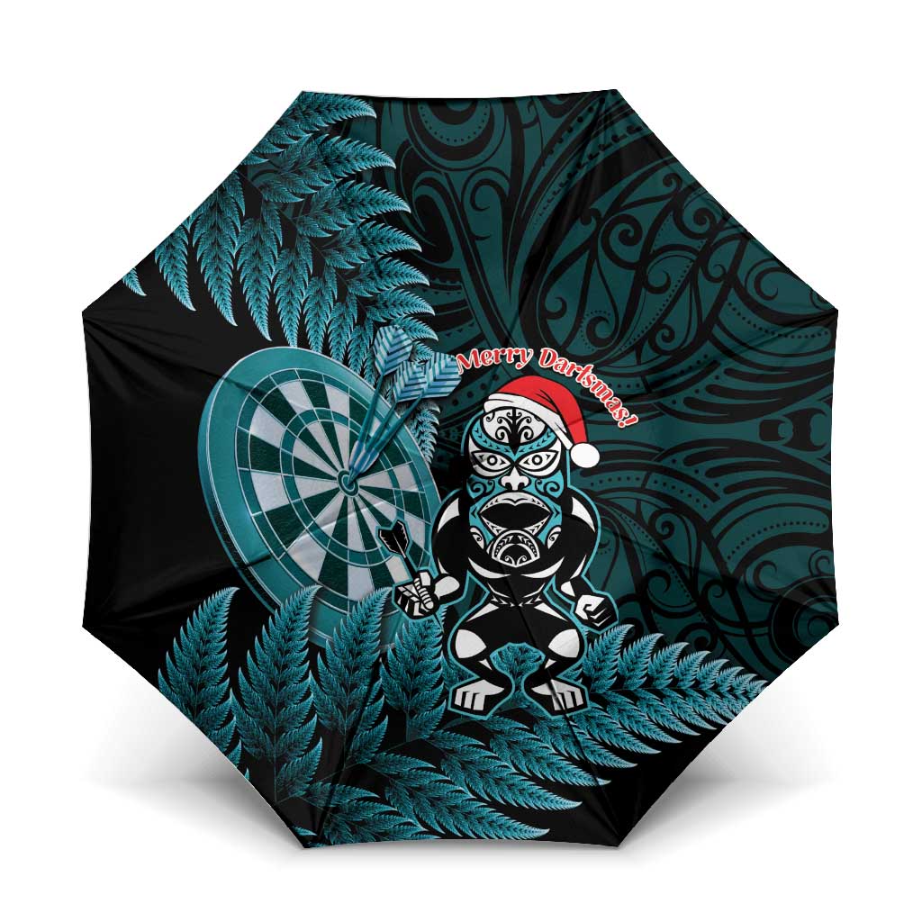New Zealand Darts Christmas Umbrella Maori Fern Merry Dartsmas - Vibe Hoodie