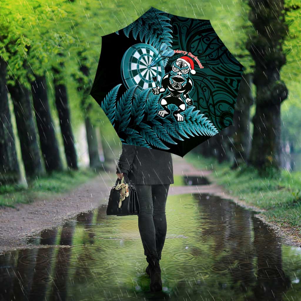 New Zealand Darts Christmas Umbrella Maori Fern Merry Dartsmas - Vibe Hoodie