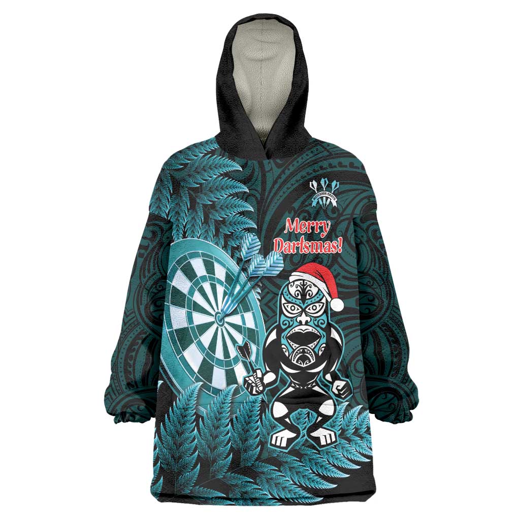 Personalised New Zealand Darts Christmas Wearable Blanket Hoodie Maori Fern Merry Dartsmas - Vibe Hoodie