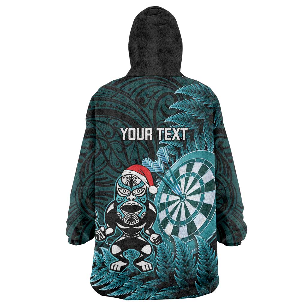 Personalised New Zealand Darts Christmas Wearable Blanket Hoodie Maori Fern Merry Dartsmas - Vibe Hoodie