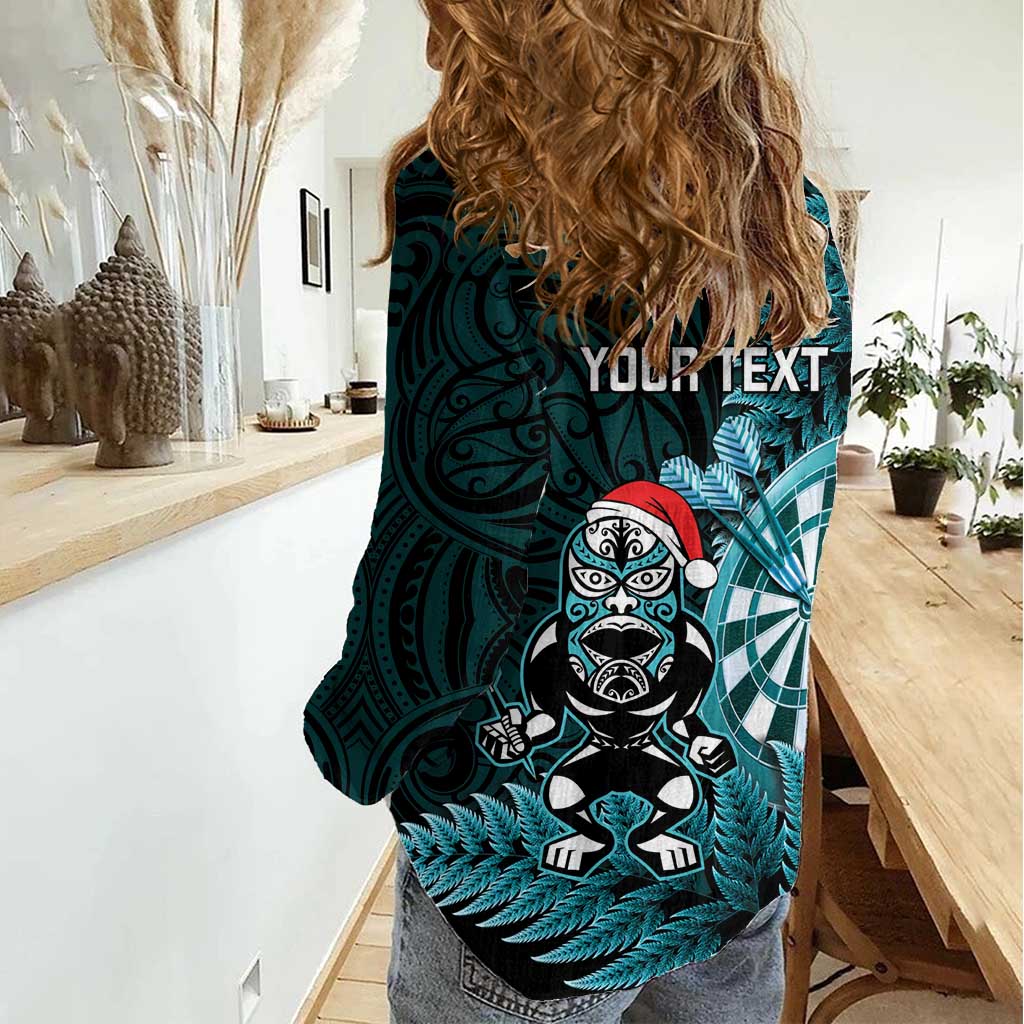 Personalised New Zealand Darts Christmas Women Casual Shirt Maori Fern Merry Dartsmas - Vibe Hoodie