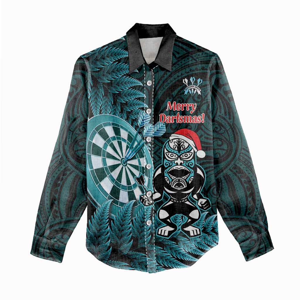 Personalised New Zealand Darts Christmas Women Casual Shirt Maori Fern Merry Dartsmas - Vibe Hoodie