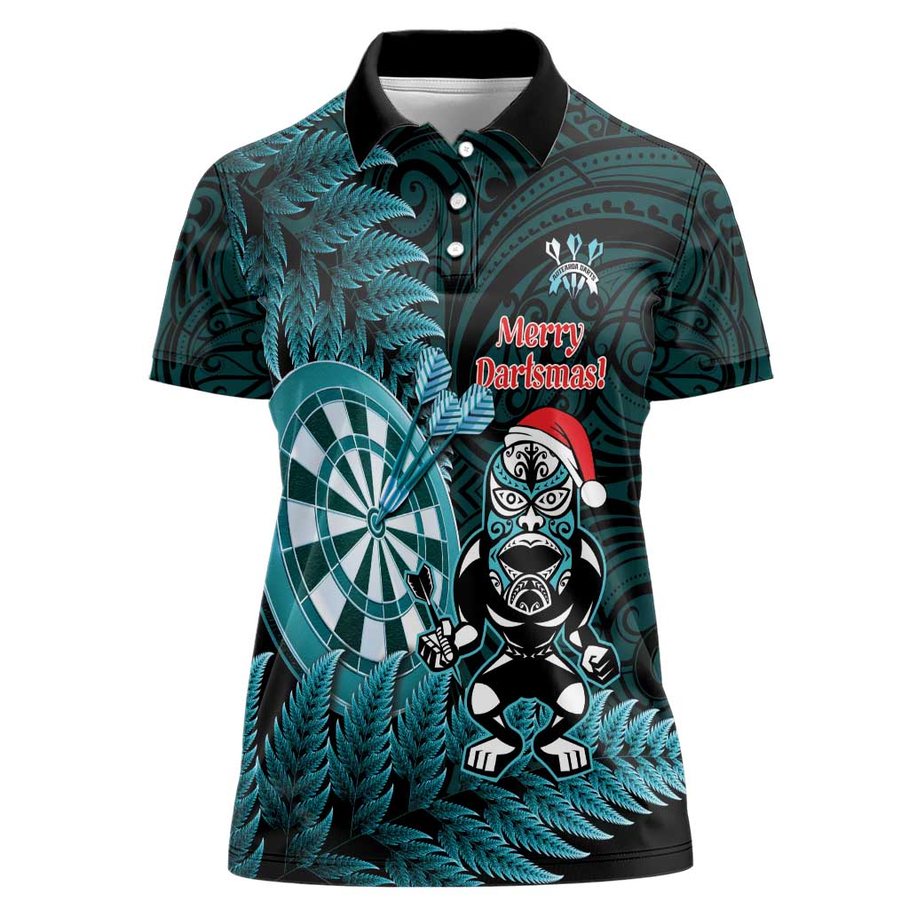 Personalised New Zealand Darts Christmas Women Polo Shirt Maori Fern Merry Dartsmas - Vibe Hoodie