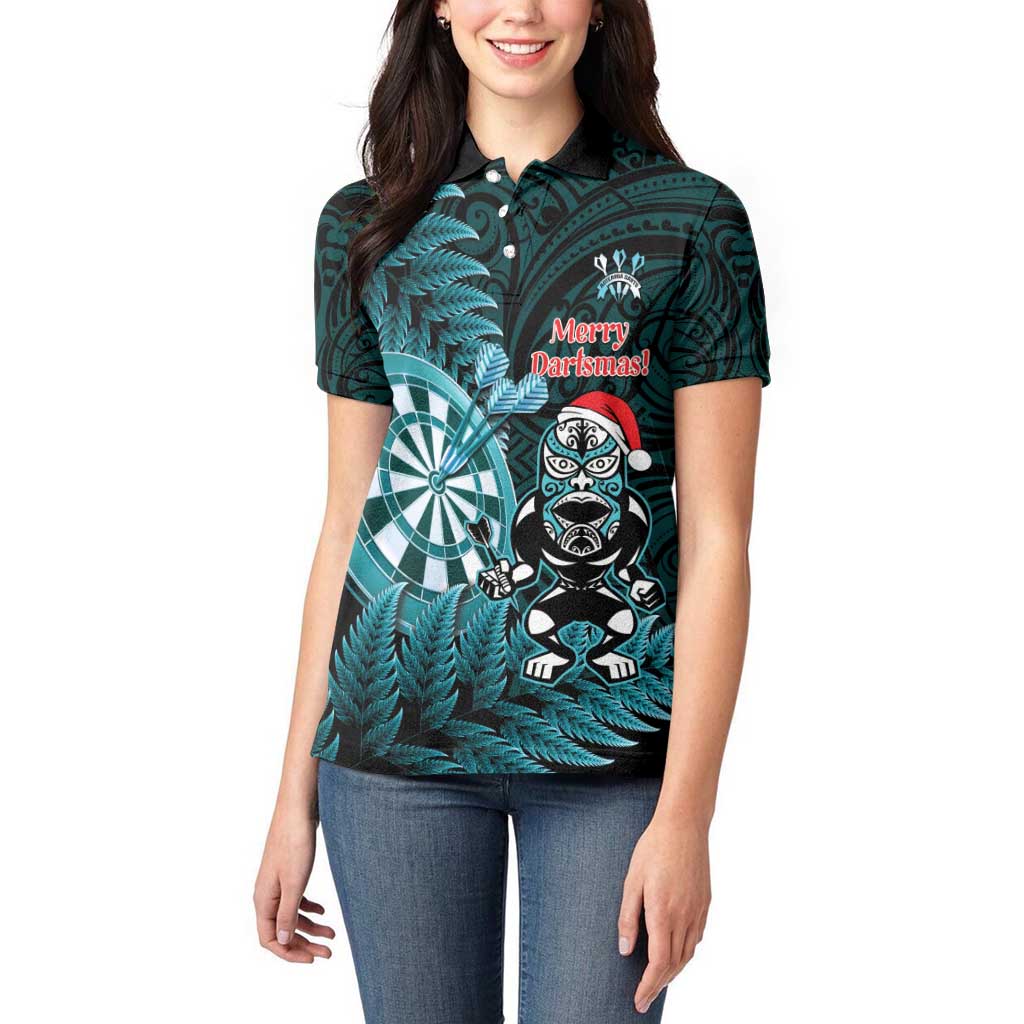 Personalised New Zealand Darts Christmas Women Polo Shirt Maori Fern Merry Dartsmas - Vibe Hoodie