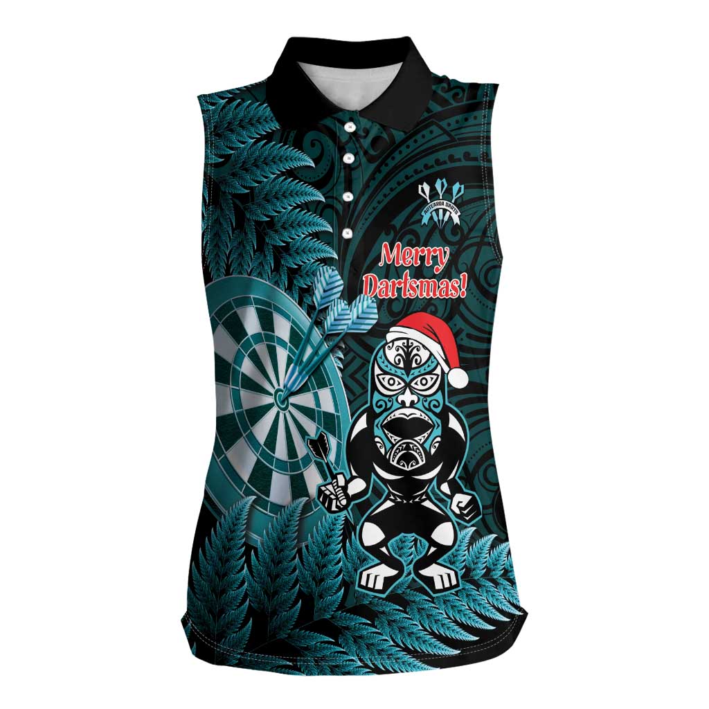 Personalised New Zealand Darts Christmas Women Sleeveless Polo Shirt Maori Fern Merry Dartsmas - Vibe Hoodie