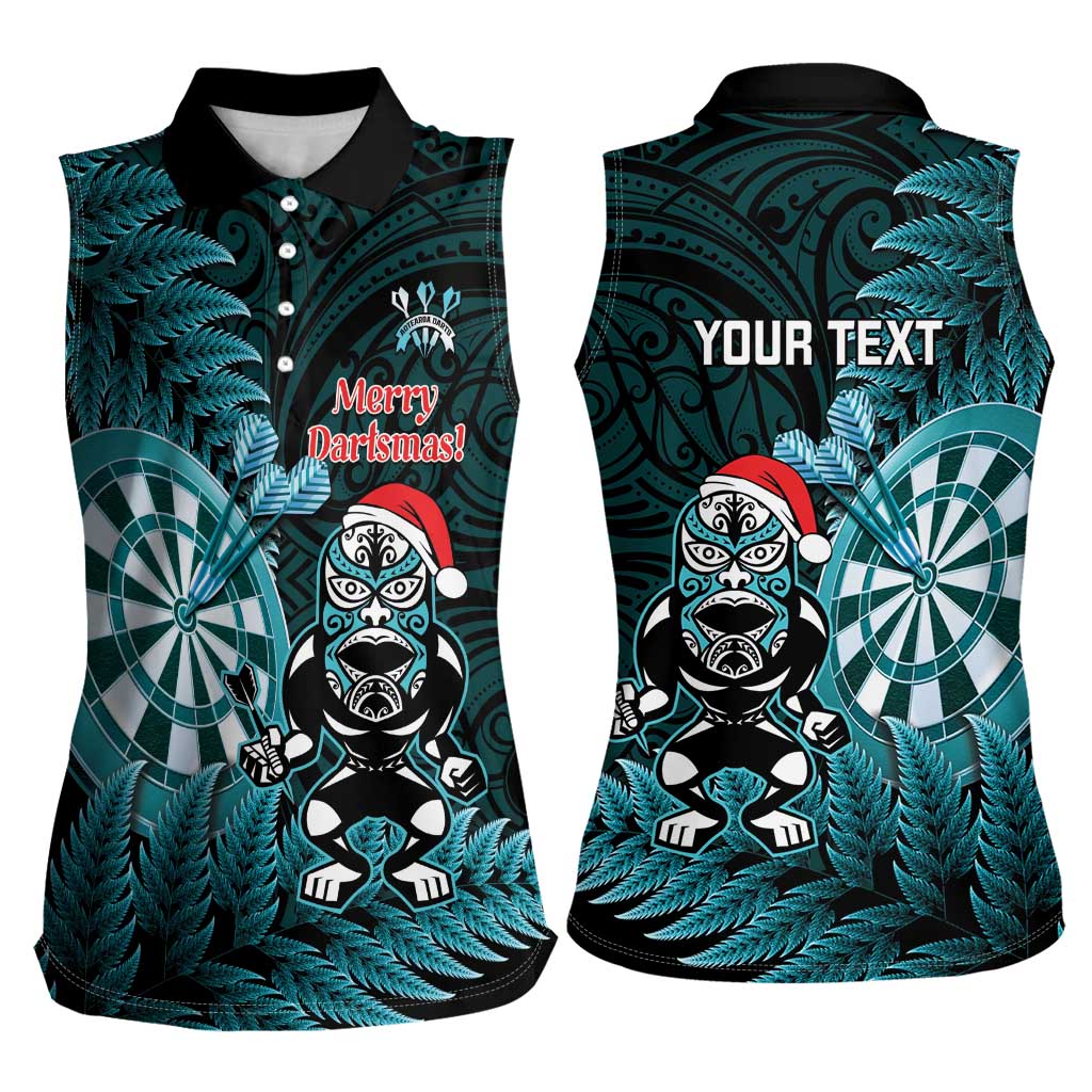 Personalised New Zealand Darts Christmas Women Sleeveless Polo Shirt Maori Fern Merry Dartsmas - Vibe Hoodie