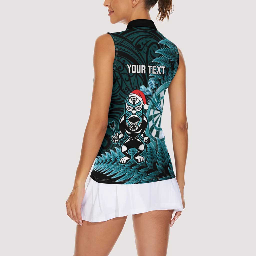 Personalised New Zealand Darts Christmas Women Sleeveless Polo Shirt Maori Fern Merry Dartsmas - Vibe Hoodie
