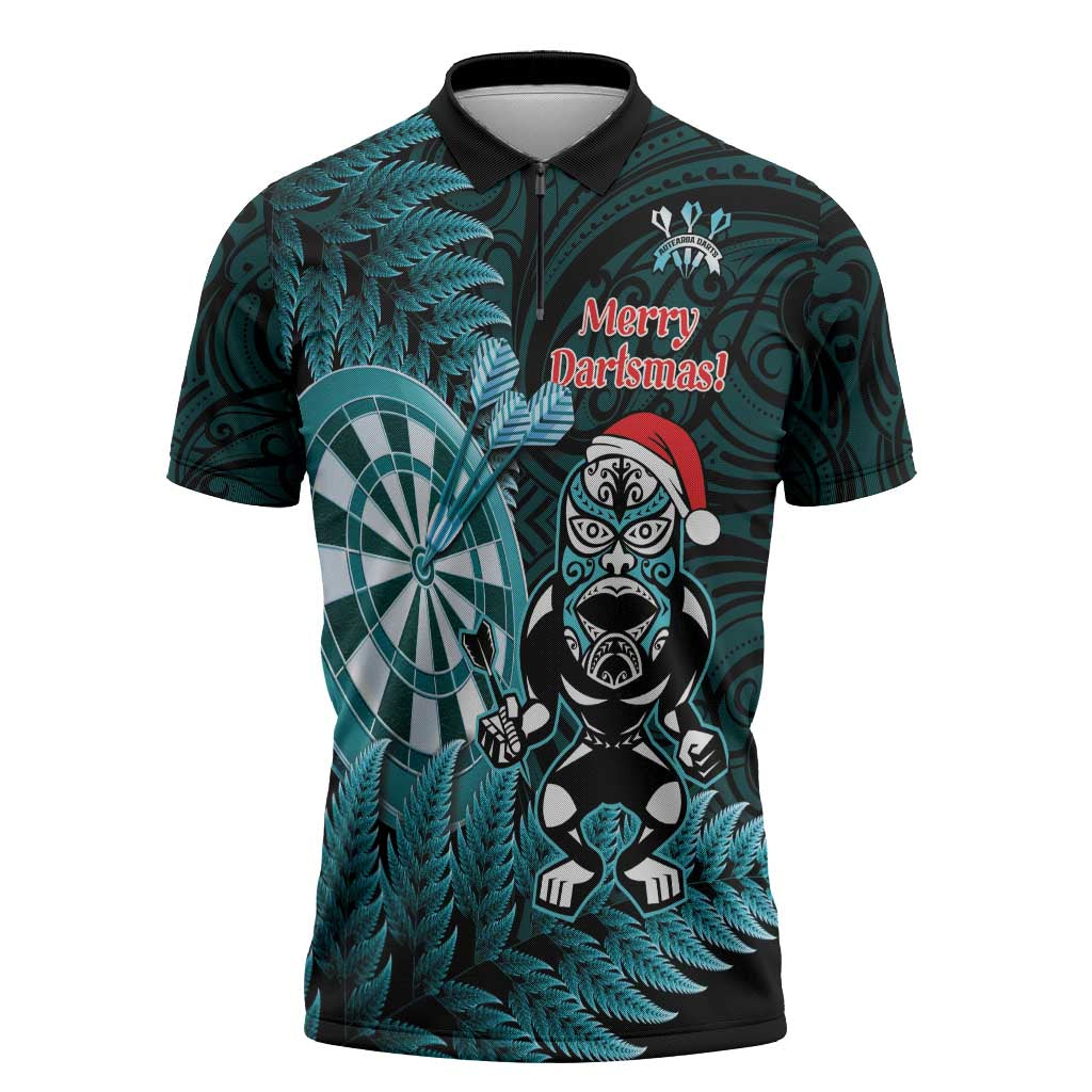 Personalised New Zealand Darts Christmas Zipper Polo Shirt Maori Fern Merry Dartsmas - Vibe Hoodie