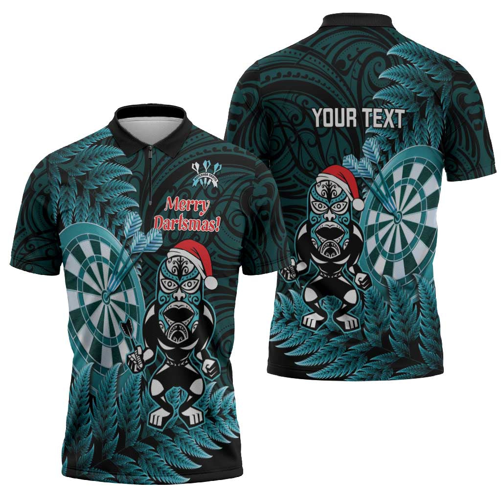Personalised New Zealand Darts Christmas Zipper Polo Shirt Maori Fern Merry Dartsmas - Vibe Hoodie