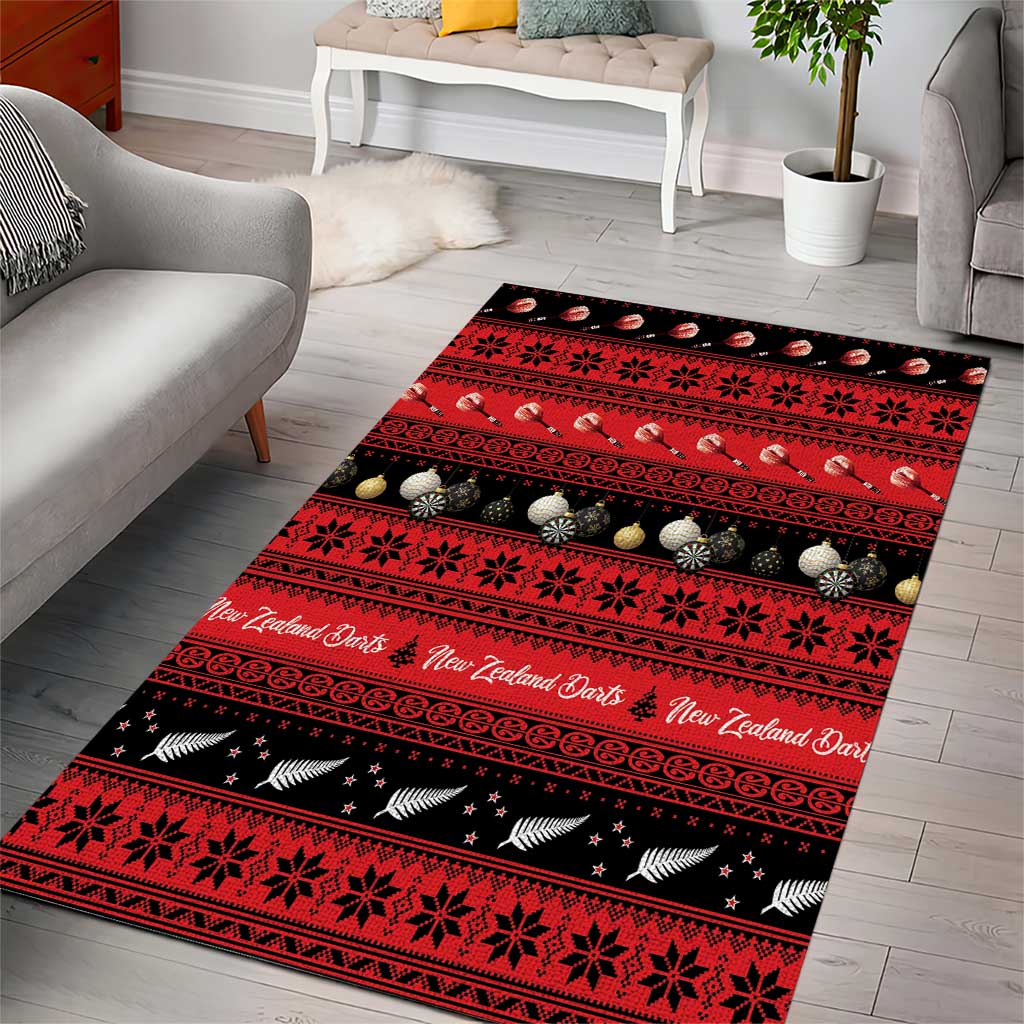 New Zealand Darts Christmas Area Rug Merry Xmas Aotearoa Maori Red - Vibe Hoodie