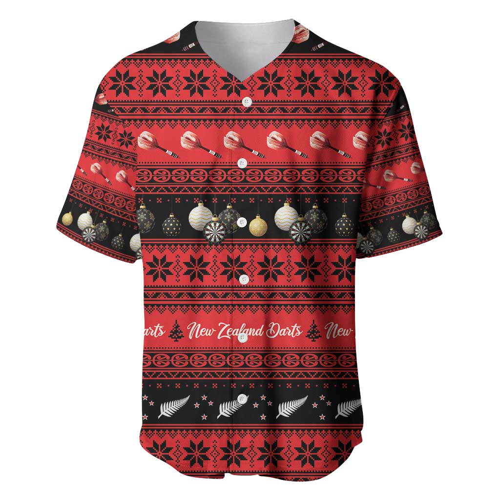 New Zealand Darts Christmas Baseball Jersey Merry Xmas Aotearoa Maori Red - Vibe Hoodie