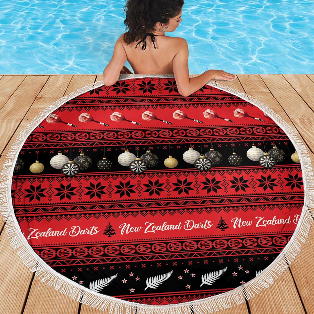 New Zealand Darts Christmas Beach Blanket Merry Xmas Aotearoa Maori Red - Vibe Hoodie