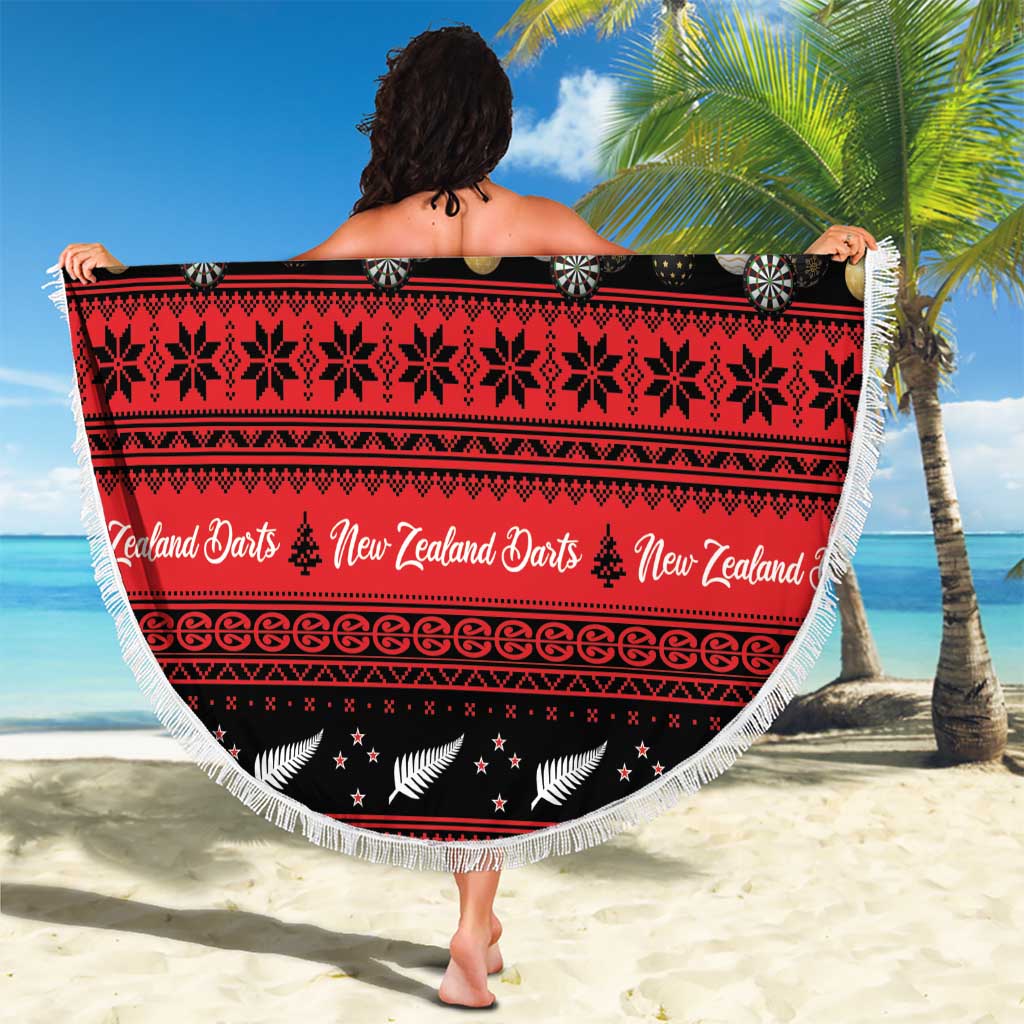 New Zealand Darts Christmas Beach Blanket Merry Xmas Aotearoa Maori Red - Vibe Hoodie