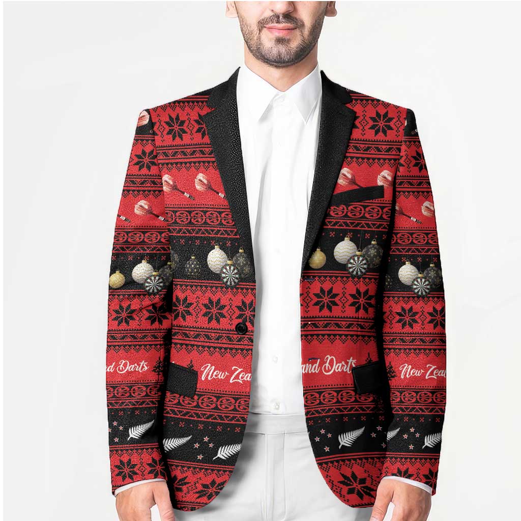 New Zealand Darts Christmas Blazer Merry Xmas Aotearoa Maori Red - Vibe Hoodie