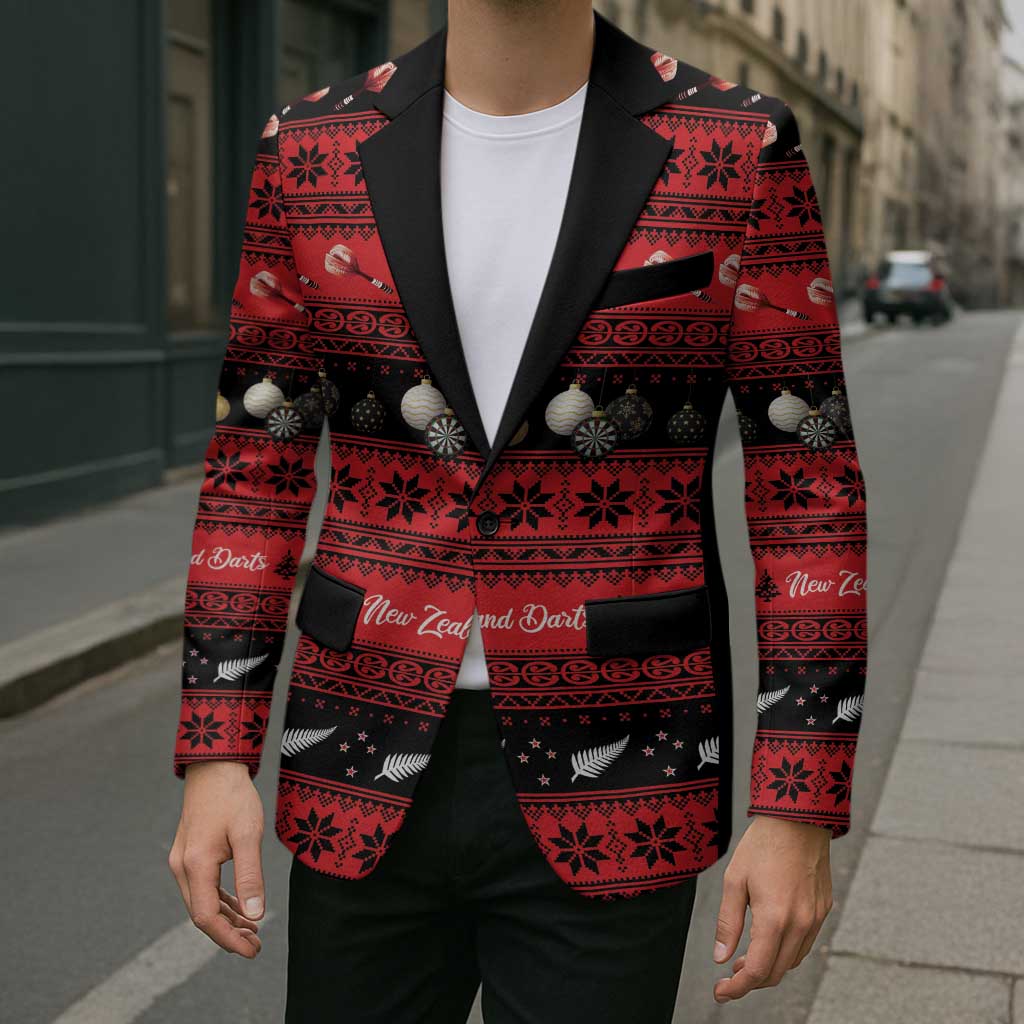 New Zealand Darts Christmas Blazer Merry Xmas Aotearoa Maori Red - Vibe Hoodie