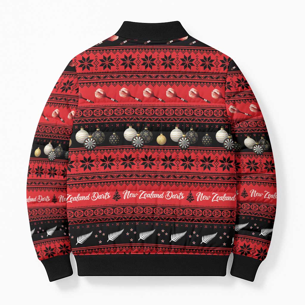 New Zealand Darts Christmas Bomber Puffer Jacket Merry Xmas Aotearoa Maori Red - Vibe Hoodie
