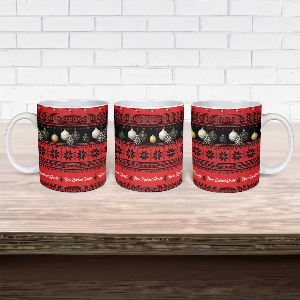 New Zealand Darts Christmas Ceramic Mug Merry Xmas Aotearoa Maori Red - Vibe Hoodie