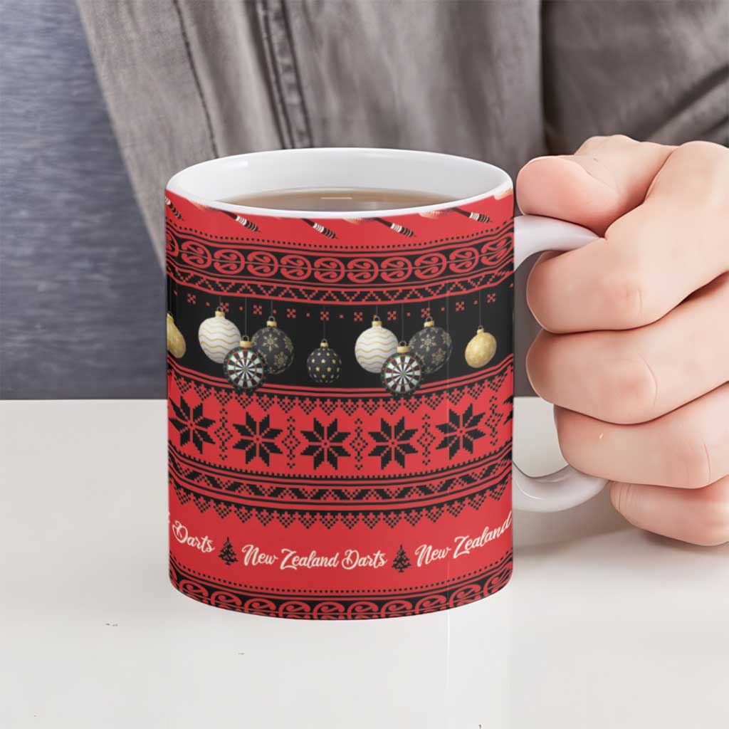 New Zealand Darts Christmas Ceramic Mug Merry Xmas Aotearoa Maori Red - Vibe Hoodie