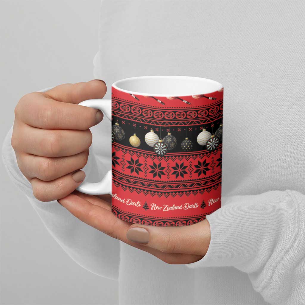 New Zealand Darts Christmas Ceramic Mug Merry Xmas Aotearoa Maori Red - Vibe Hoodie