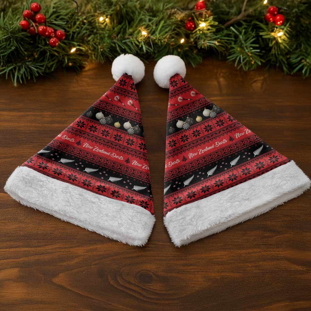 New Zealand Darts Christmas Santa Hat Merry Xmas Aotearoa Maori Red - Vibe Hoodie