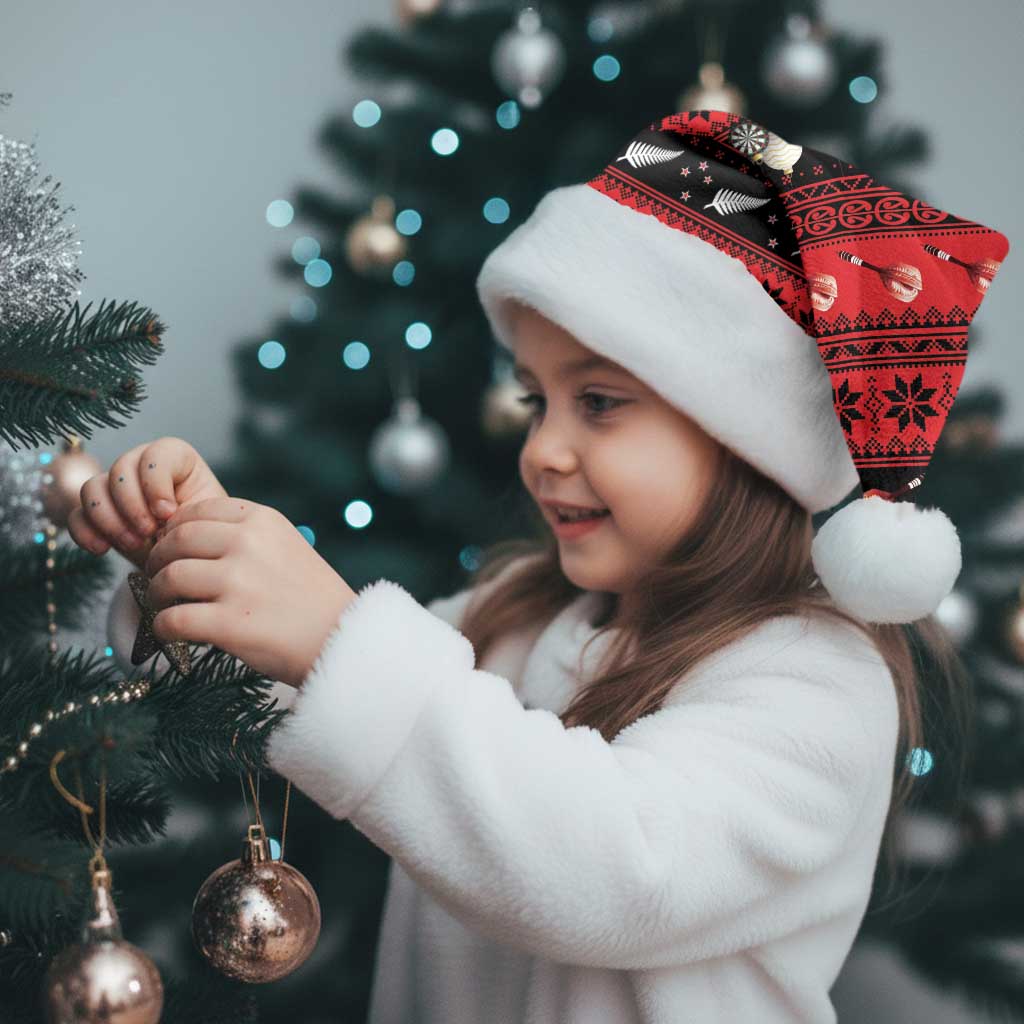 New Zealand Darts Christmas Santa Hat Merry Xmas Aotearoa Maori Red - Vibe Hoodie