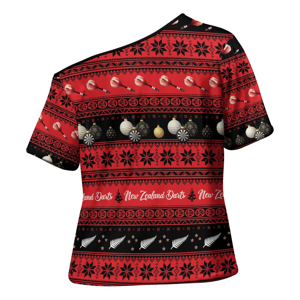 New Zealand Darts Christmas Cross Shoulder Shirt Merry Xmas Aotearoa Maori Red - Vibe Hoodie