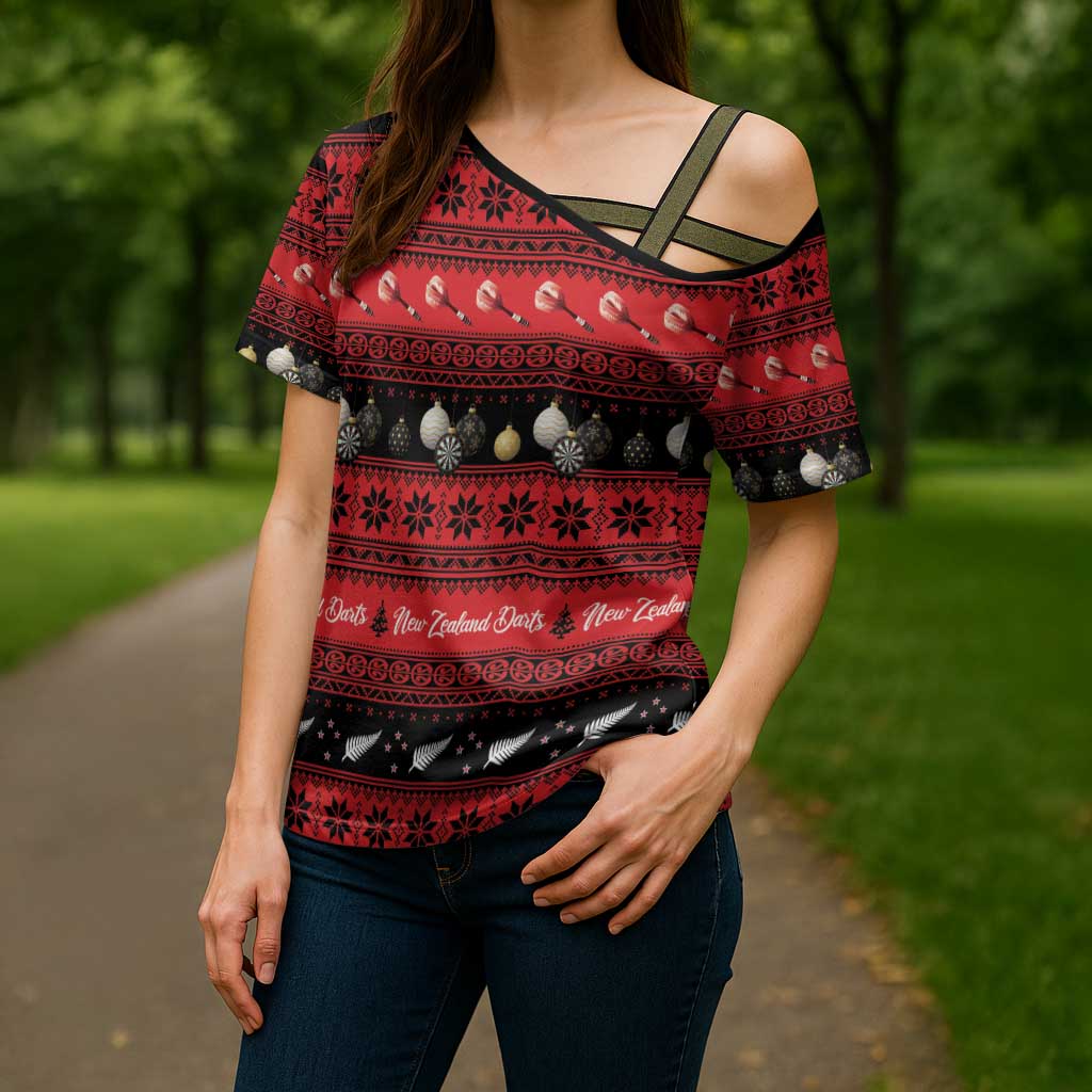 New Zealand Darts Christmas Cross Shoulder Shirt Merry Xmas Aotearoa Maori Red - Vibe Hoodie