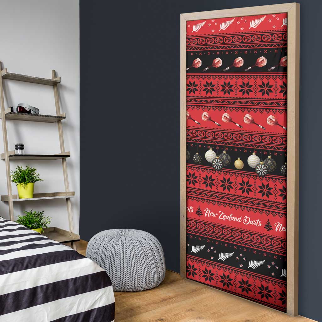 New Zealand Darts Christmas Door Cover Merry Xmas Aotearoa Maori Red - Vibe Hoodie