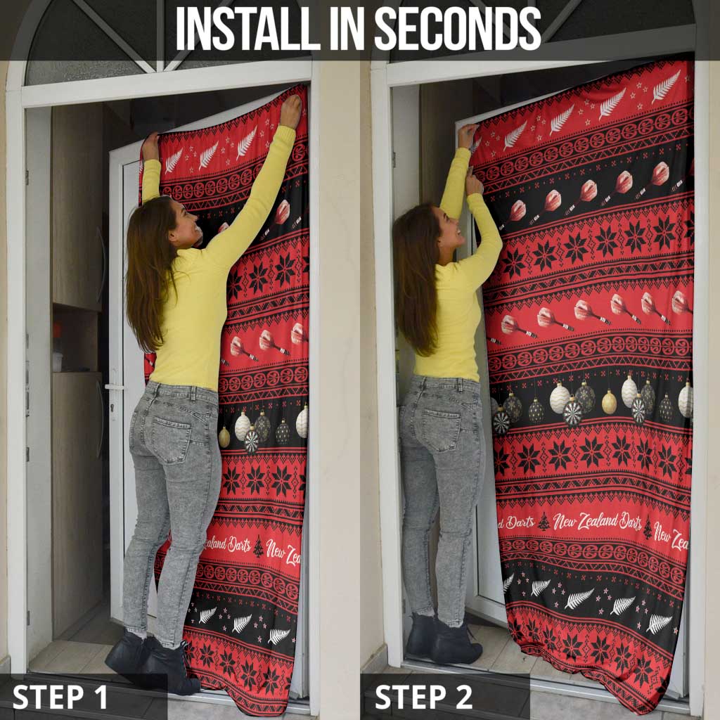 New Zealand Darts Christmas Door Cover Merry Xmas Aotearoa Maori Red - Vibe Hoodie