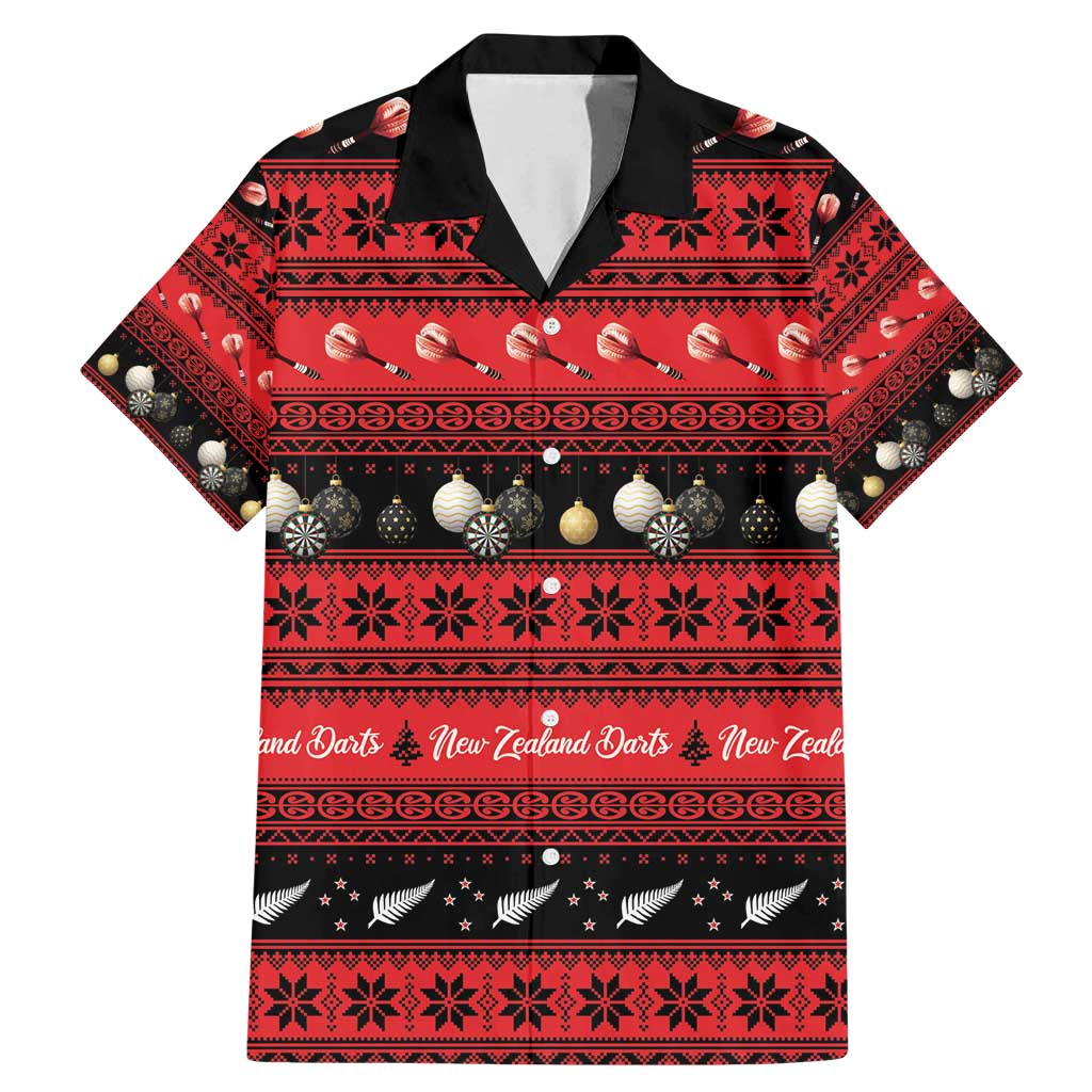 New Zealand Darts Christmas Family Matching Mermaid Dress and Hawaiian Shirt Merry Xmas Aotearoa Maori Red - Vibe Hoodie