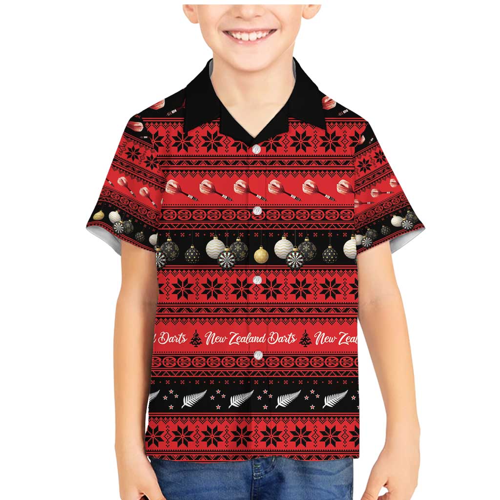 New Zealand Darts Christmas Family Matching Mermaid Dress and Hawaiian Shirt Merry Xmas Aotearoa Maori Red - Vibe Hoodie