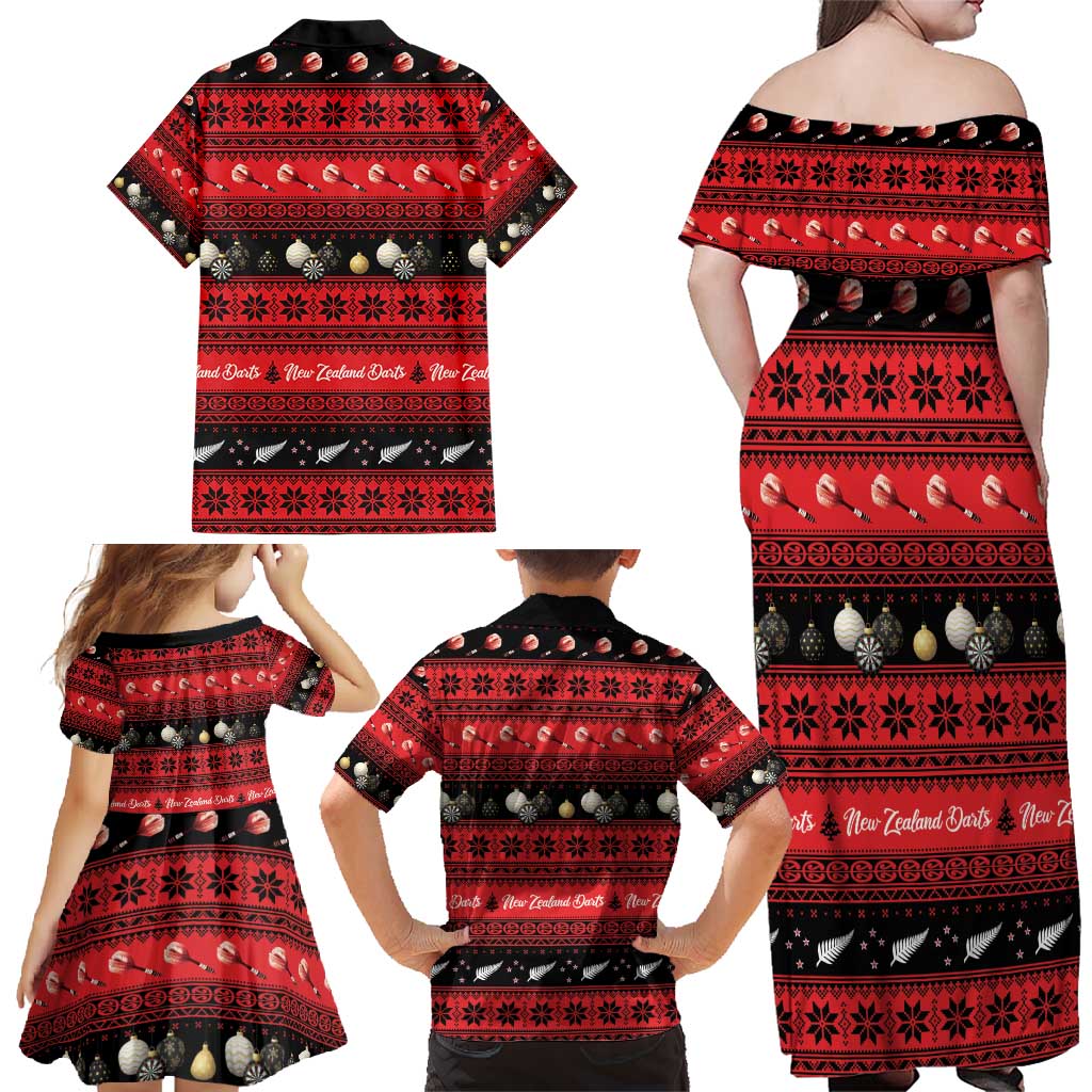 New Zealand Darts Christmas Family Matching Off Shoulder Maxi Dress and Hawaiian Shirt Merry Xmas Aotearoa Maori Red - Vibe Hoodie