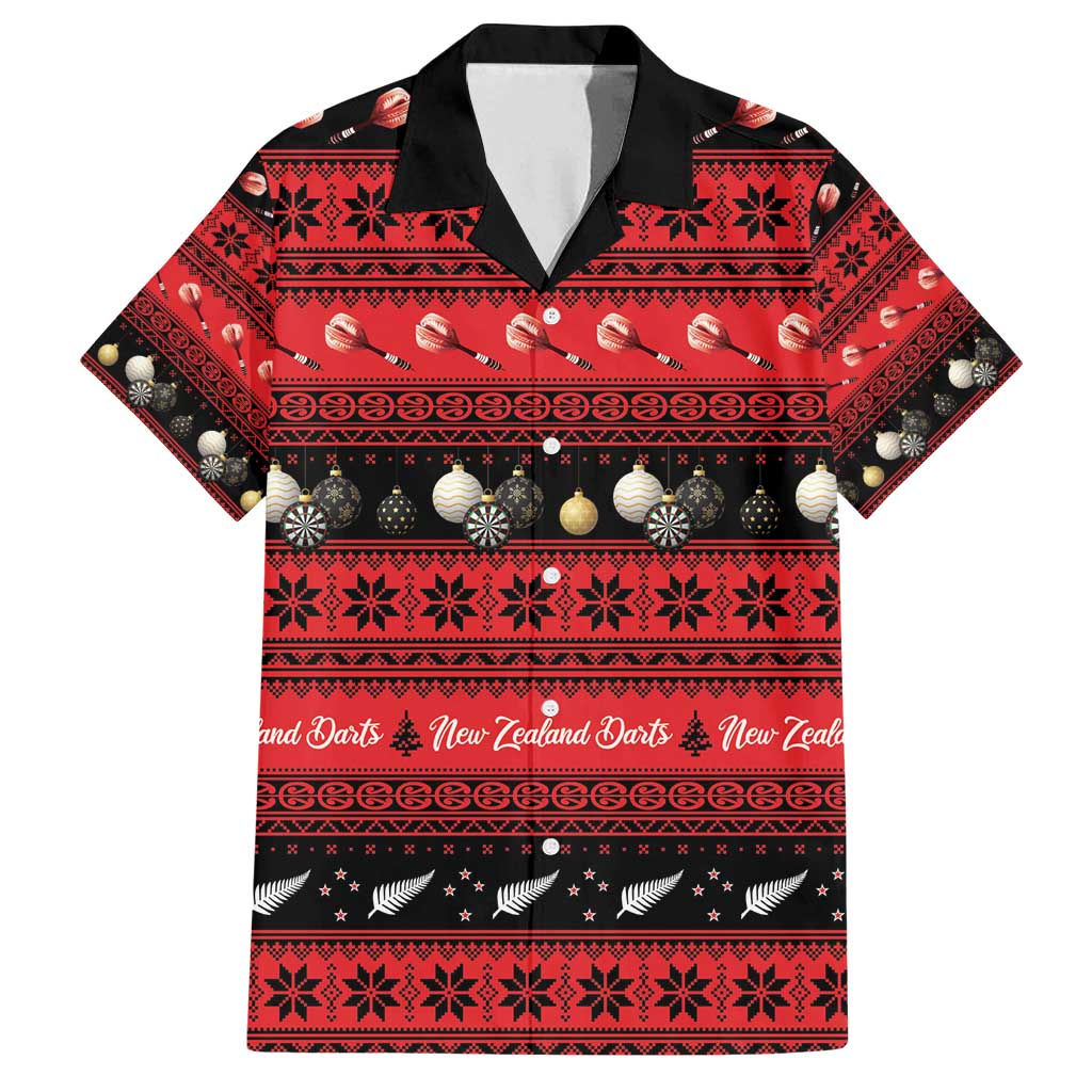 New Zealand Darts Christmas Family Matching Off Shoulder Maxi Dress and Hawaiian Shirt Merry Xmas Aotearoa Maori Red - Vibe Hoodie